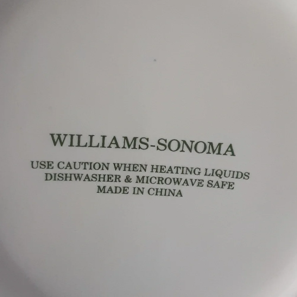 Williams Sonoma PEACE Winter Greenery Foliage 14 oz White Mug